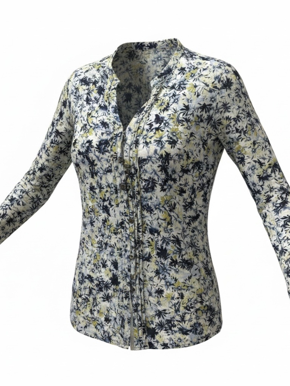 Jjill Floral Print Long Sleeve Blouse - Navy, White & Olive